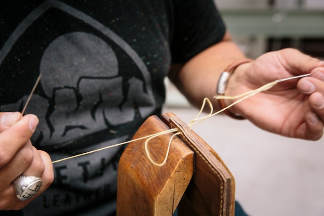 A leatherworker's bench and tools